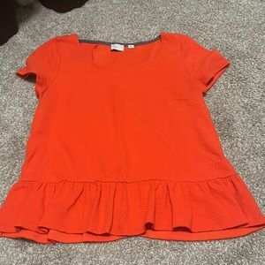 Anthropologie orange ruffle top size medium